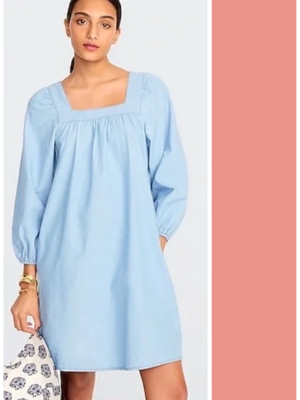 J. Crew Squareneck Chambray Mini Shift Dress Size XS EUC Coastal Capsule